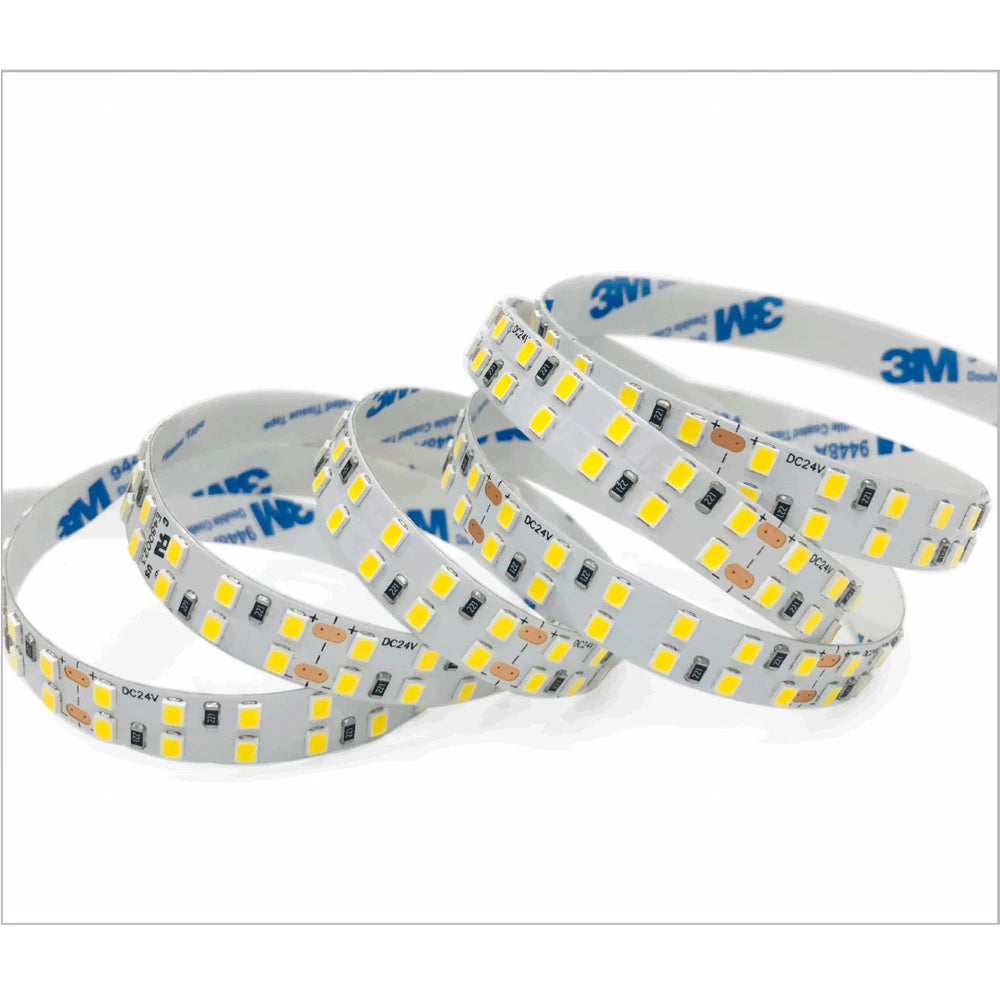 Dual-Row White LED Strip Lights – 10mm, 240 LEDs/m, 24V, SMD 2835