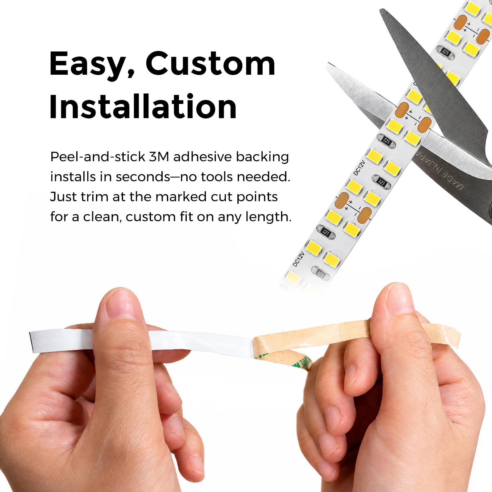 Dual-Row White LED Strip Lights – 10mm, 240 LEDs/m, 12V, SMD 2835