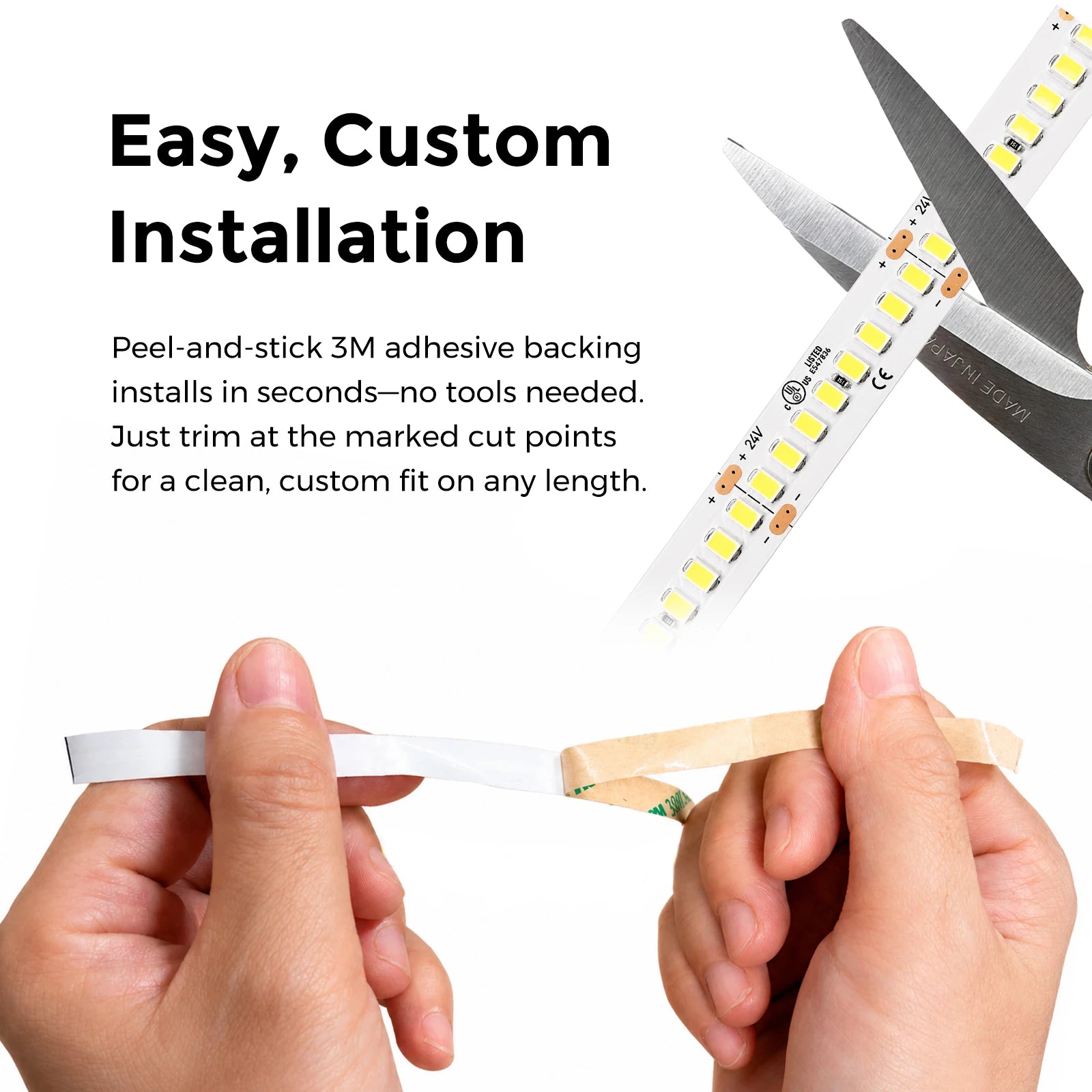 High-Efficacy White LED Strip Lights – 10mm, 240 LEDs/m, 24V, SMD 2835