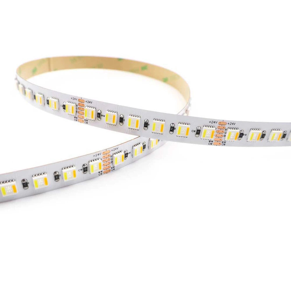 24V RGBCW LED strip lights - 5-in-1 5050, 96 LEDs/m, RGB plus warm and cool white