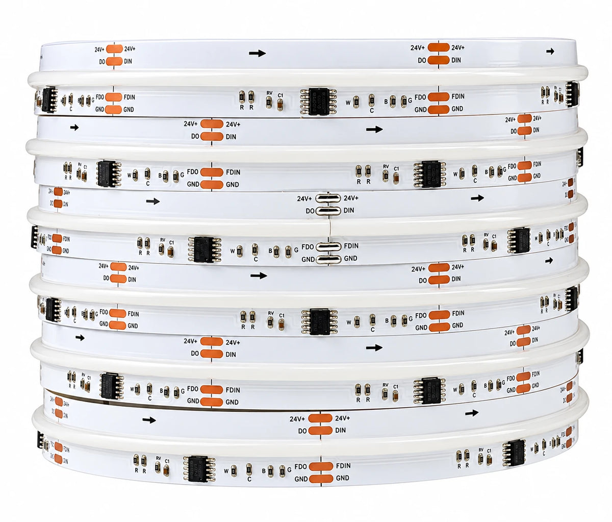 15mm 24V WS2805 Addressable RGB+CCT COB LED Strip Lights, 840 LEDs/m