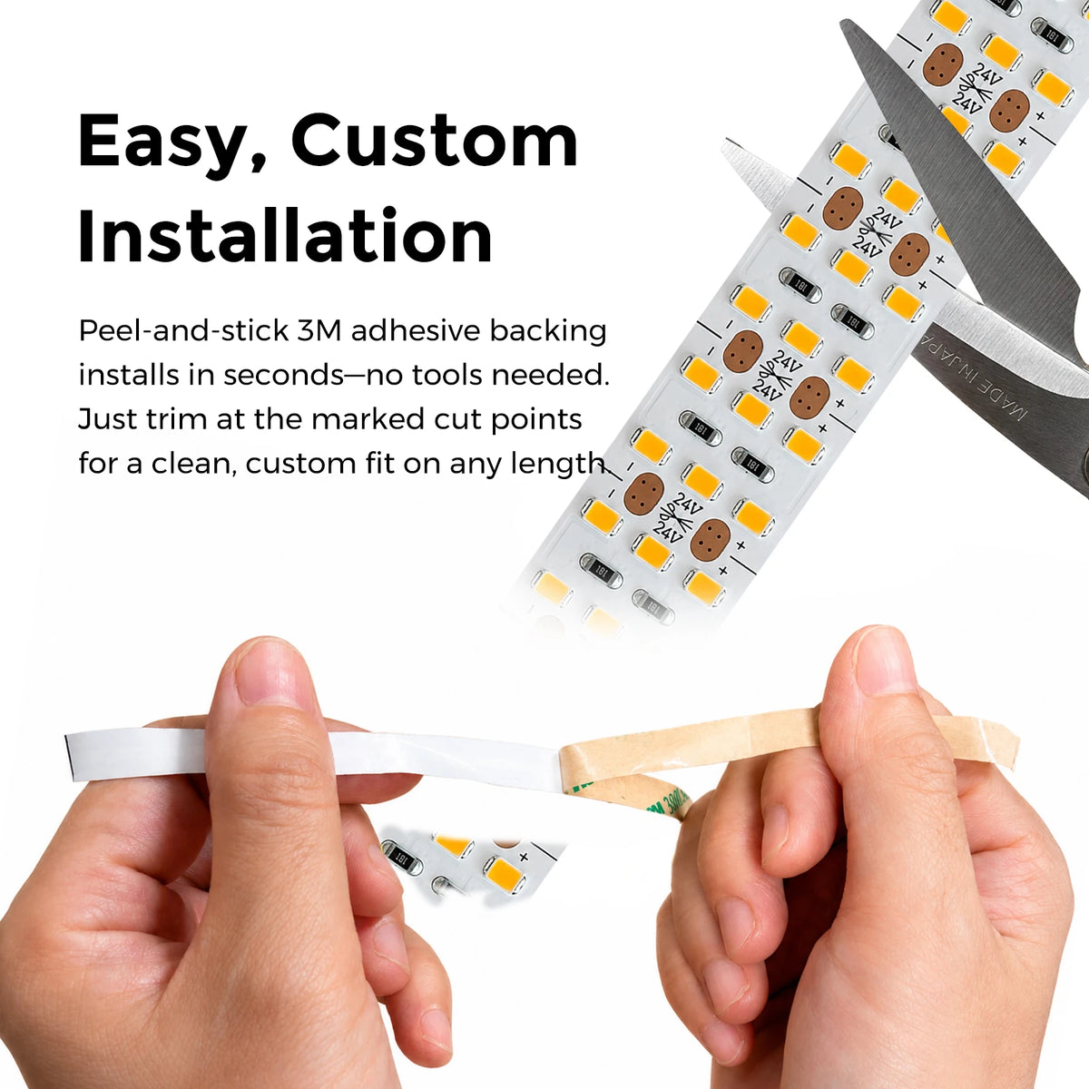 High-Density White LED Strip Lights – 20mm, 360 LEDs/m, 24V, SMD 2835
