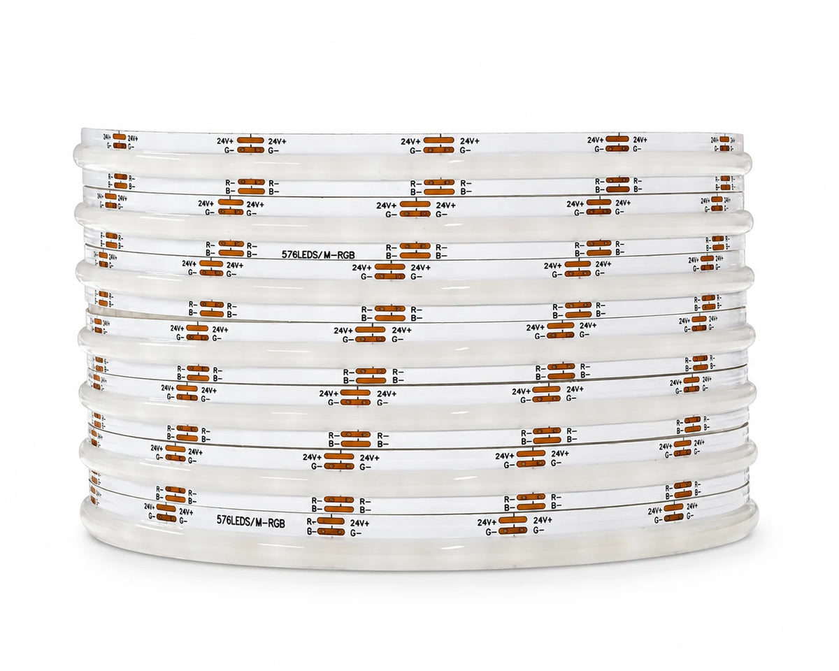 24V RGB COB LED Strip – 576 LEDs/m, 10mm, 14W/m