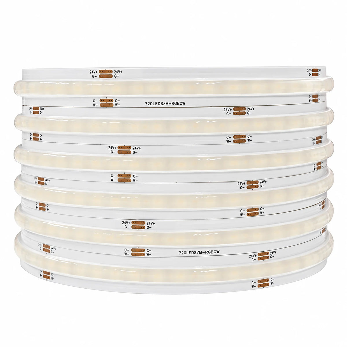24V RGBCW COB LED Strip – 720 LEDs/m, 12mm, 21W/m