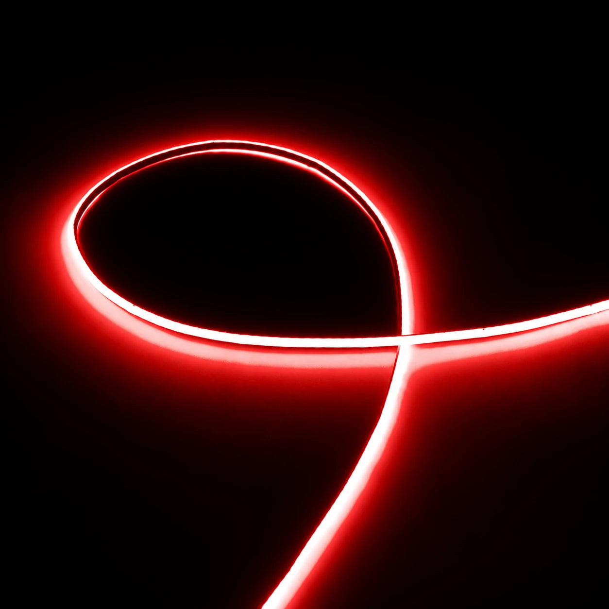 2mm COB LED strip lit in red, one of eleven single color options