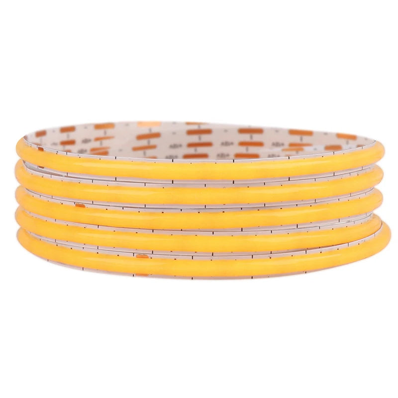 5m reel of 4mm COB LED strip light with continuous board and no solder joints, 12V and 24V