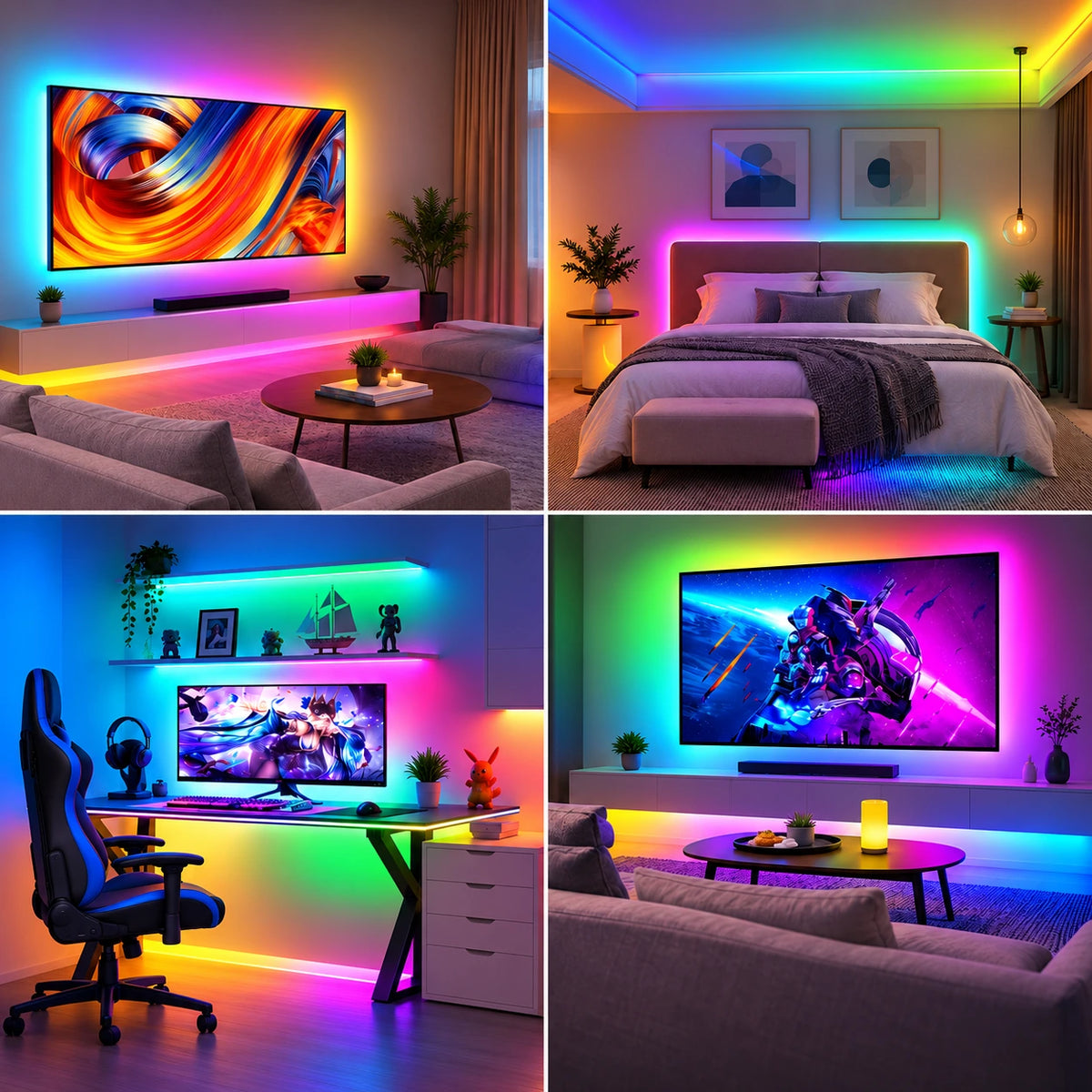 5mm 12V Addressable RGB COB LED Strip Lights, 240 LEDs/m