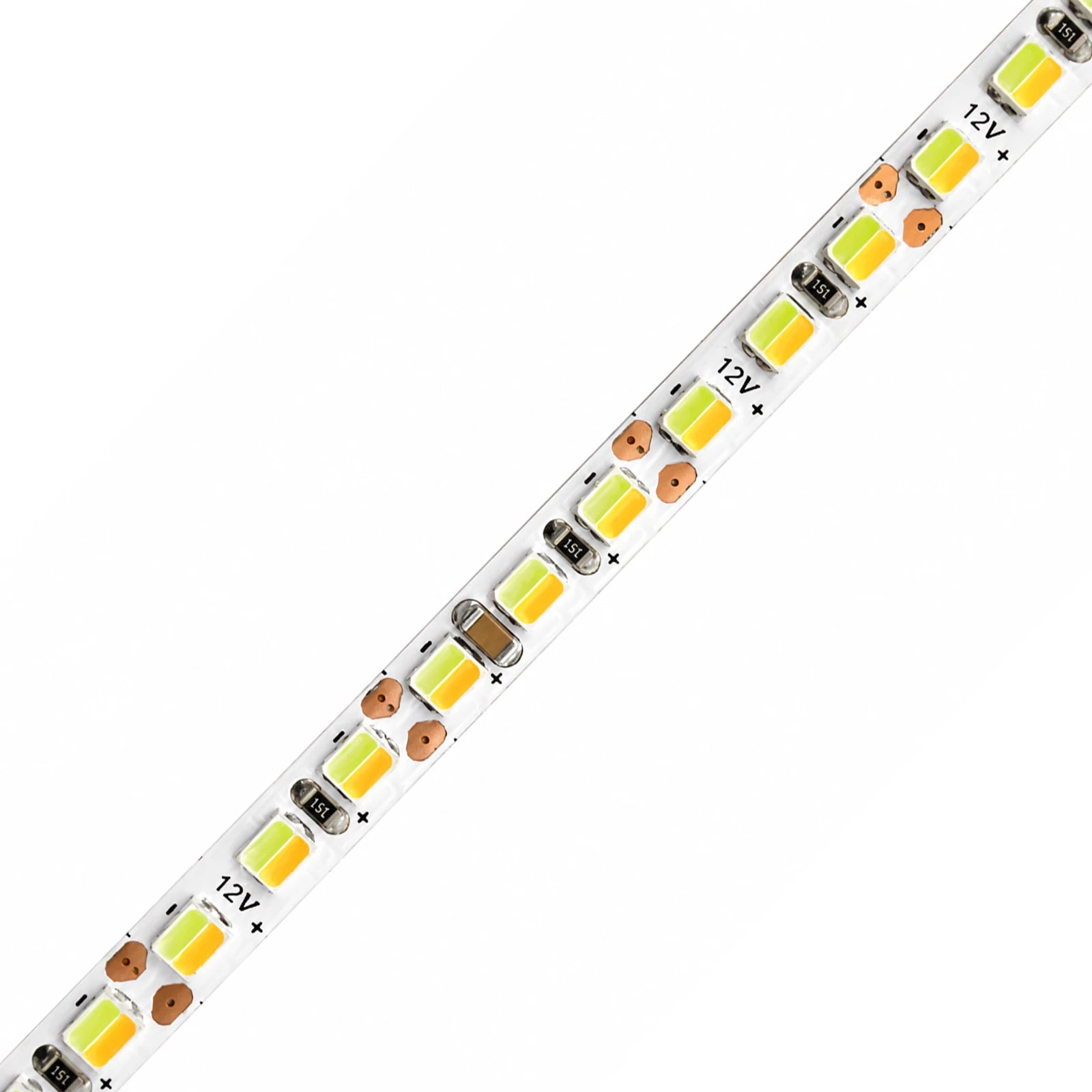 5mm SMD 2835 Amber & Ice Blue Dual-Color LED Strip Light, 168 LEDs/m, 12V