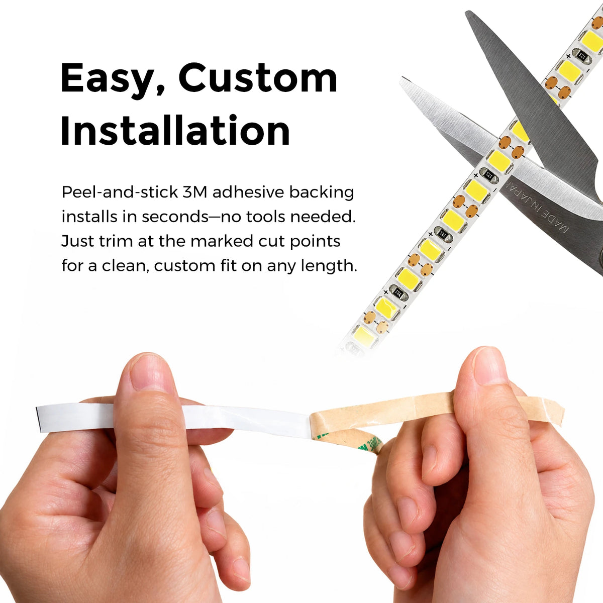 24V White LED Strip Lights – 5mm, 180 LEDs/m, 24V, SMD 2835