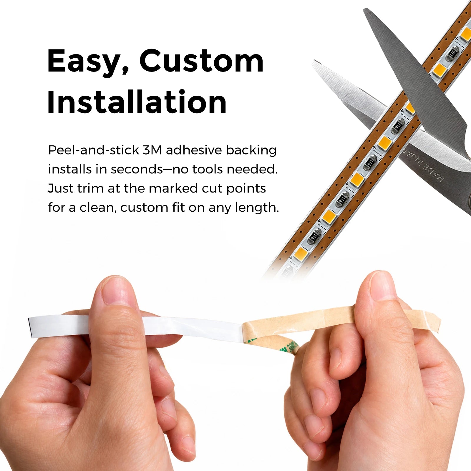 Single-LED Cuttable White LED Strip Lights – 6.8mm, 120 LEDs/m, 12V/24V, SMD 2025