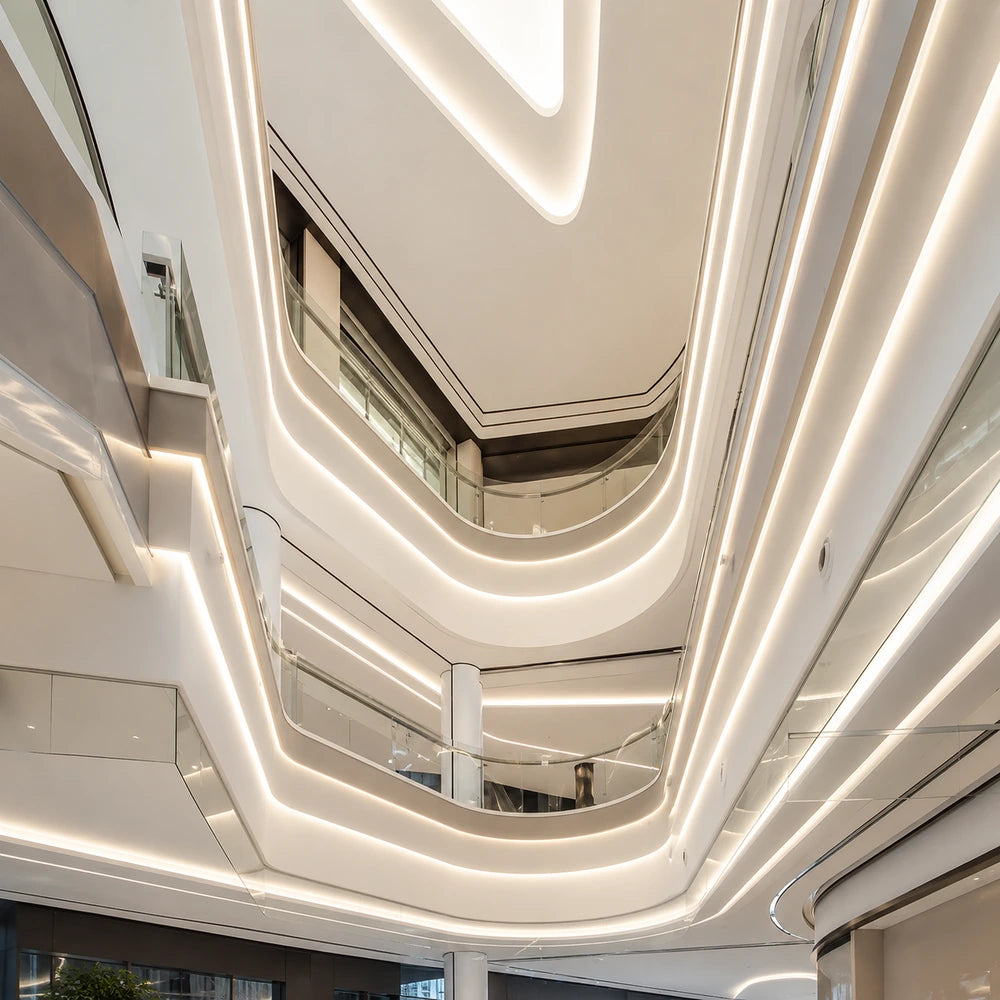 Wide 8mm 128 LEDs/m 24V white LED strip on an aluminum channel