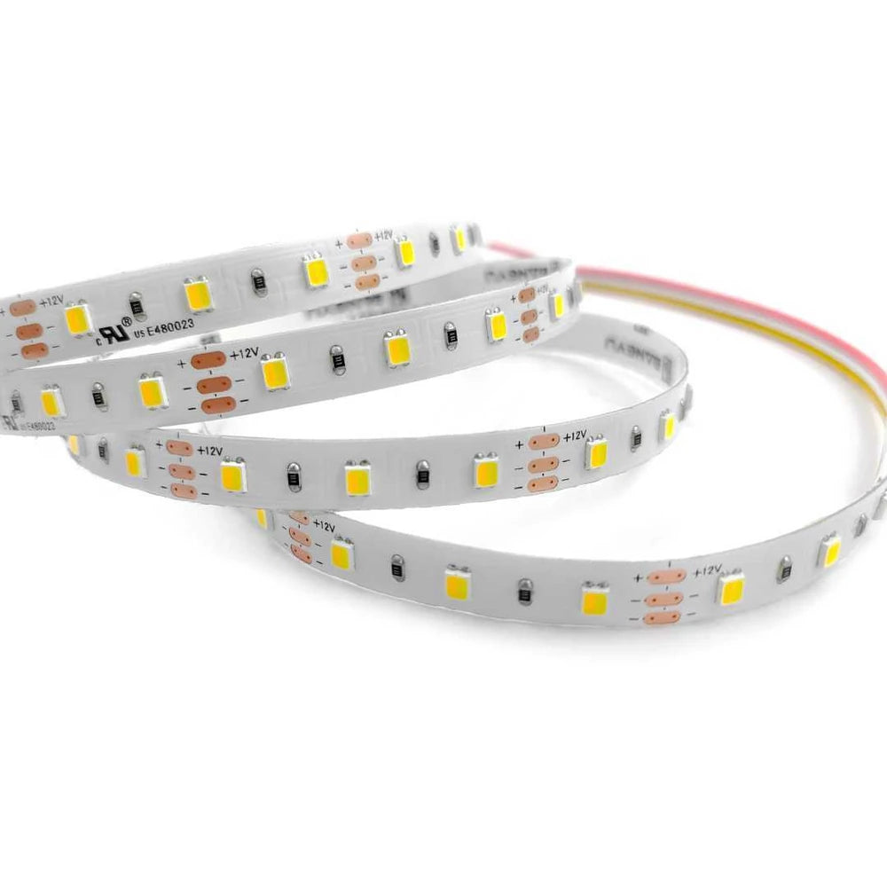 3-wire 8mm 2835 tunable white LED strip light, 72 LEDs/m 12V/24V