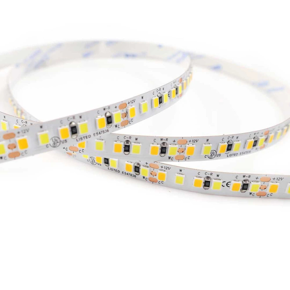 8mm 2835 dual white LED strip light, 192 LEDs/m 12V/24V