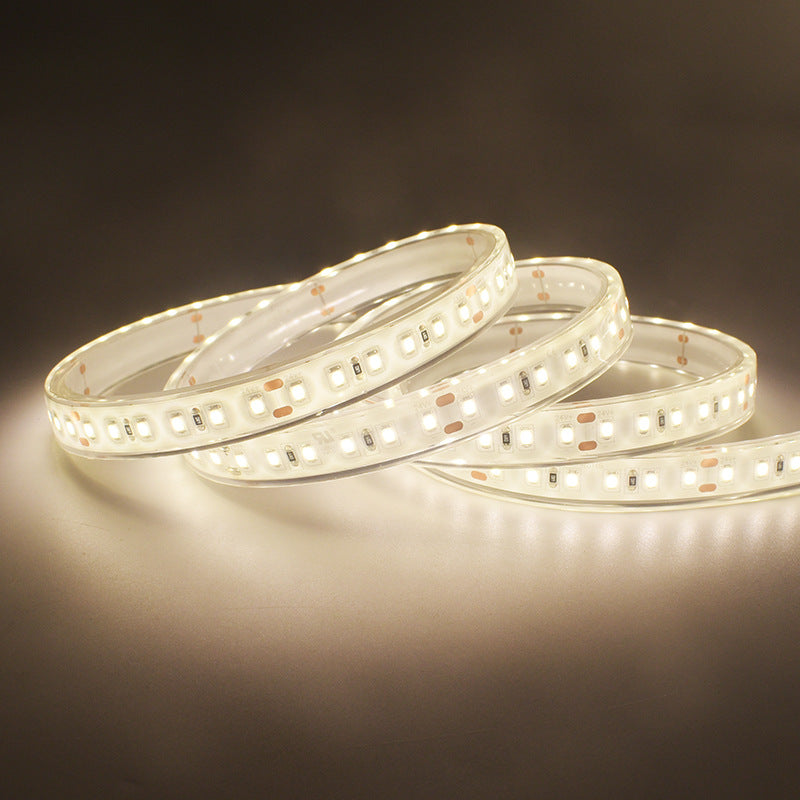 IP68 pool LED strip light close-up showing the sealed silicone encapsulation