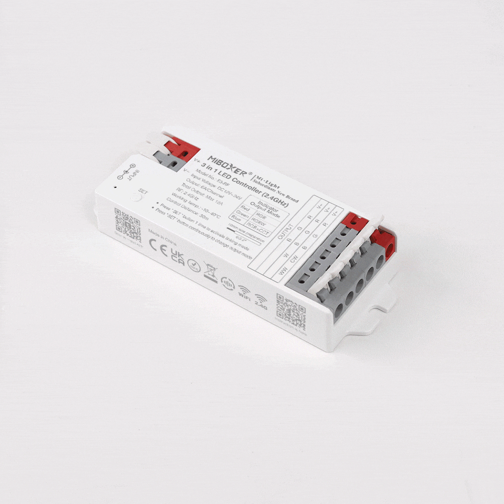 E3-RF LED controller changing an RGB strip through its colour modes