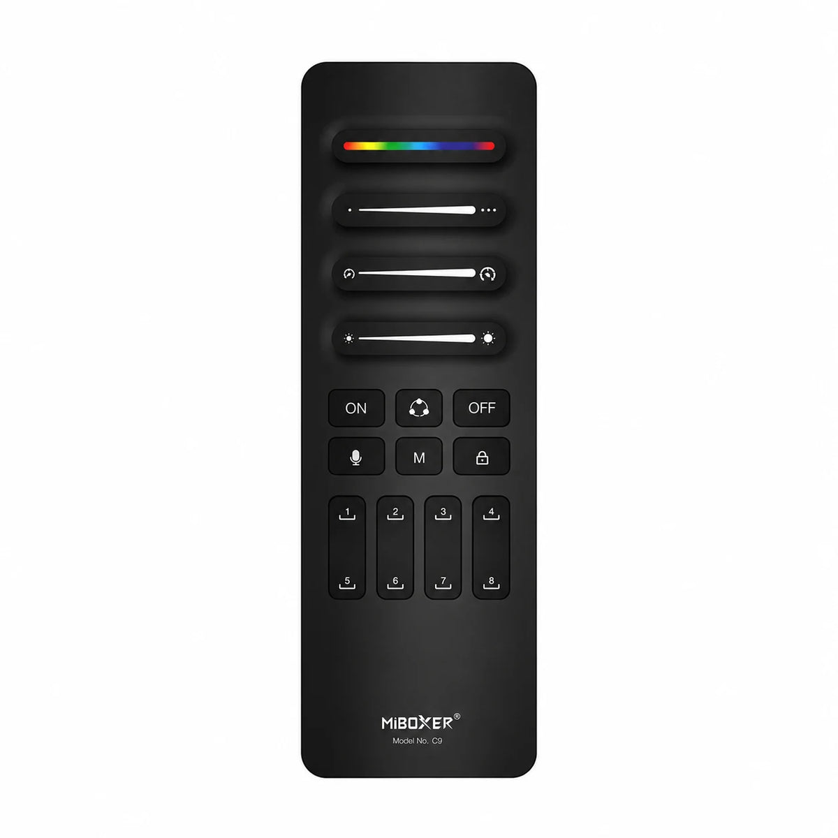 C9 handheld 2.4GHz remote for SPIR5 and SPIW5 LED controllers, front view