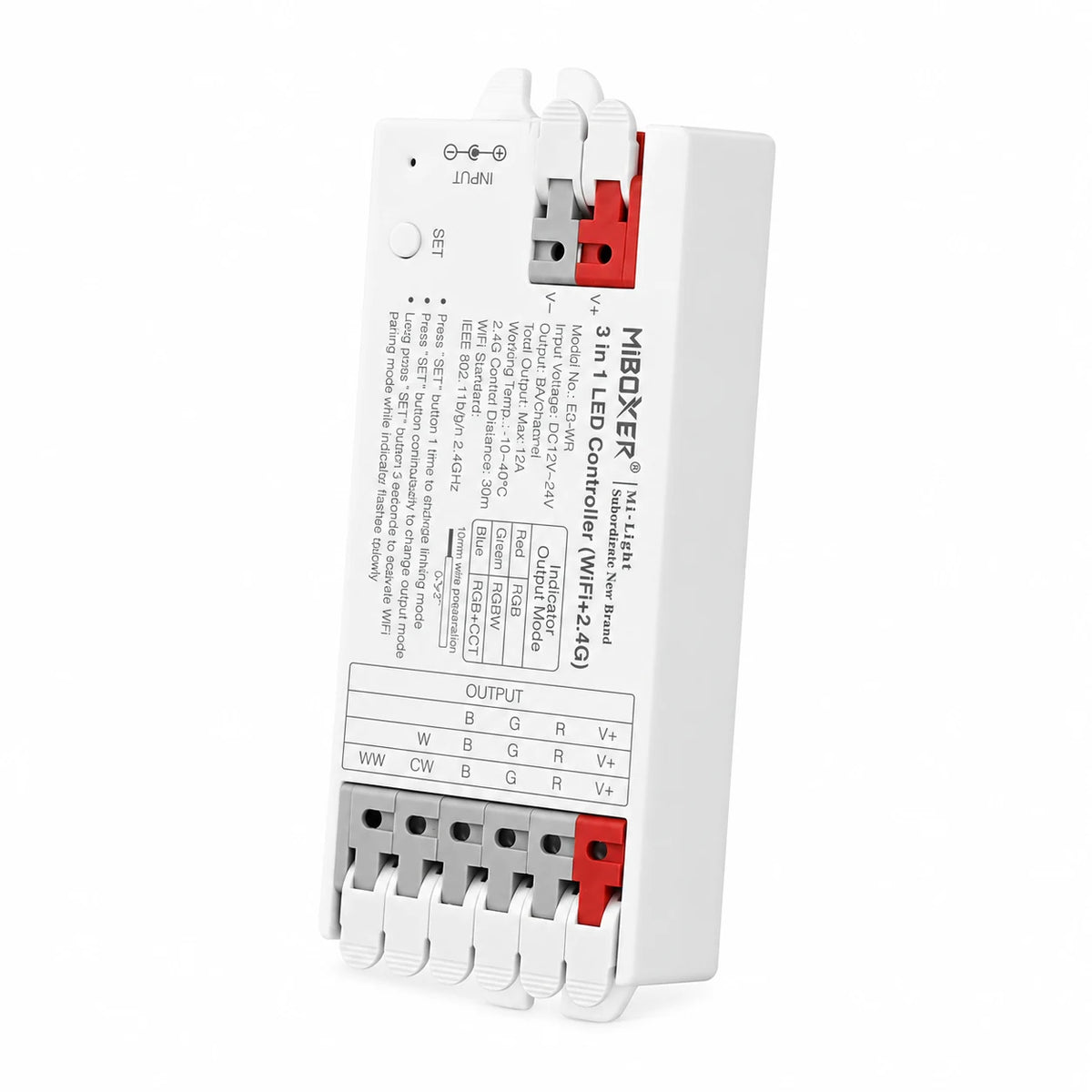 E3-WR WiFi 3-in-1 RGB RGBW RGBCCT LED controller, front view