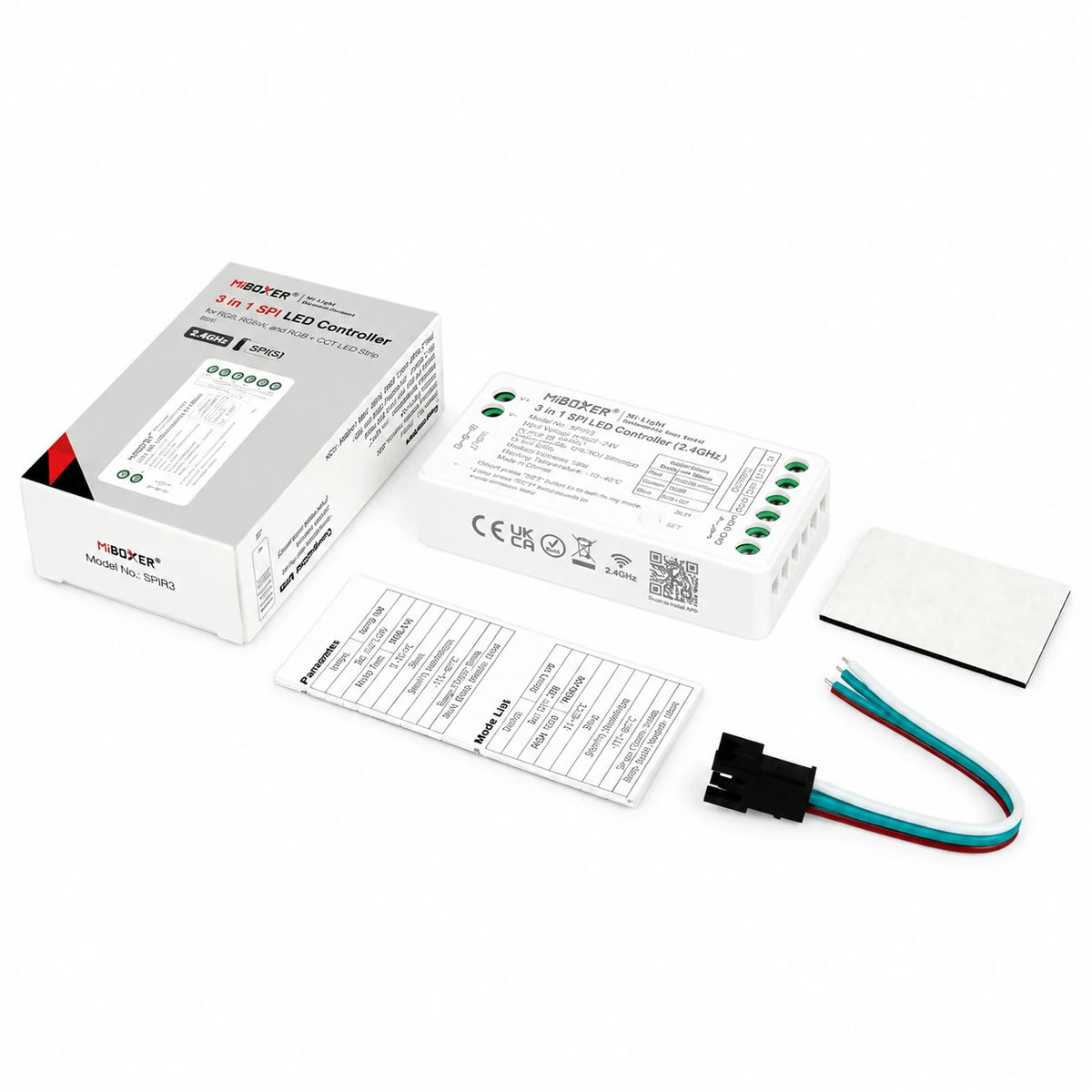 SPIR3 SPI LED controller kit contents and accessories