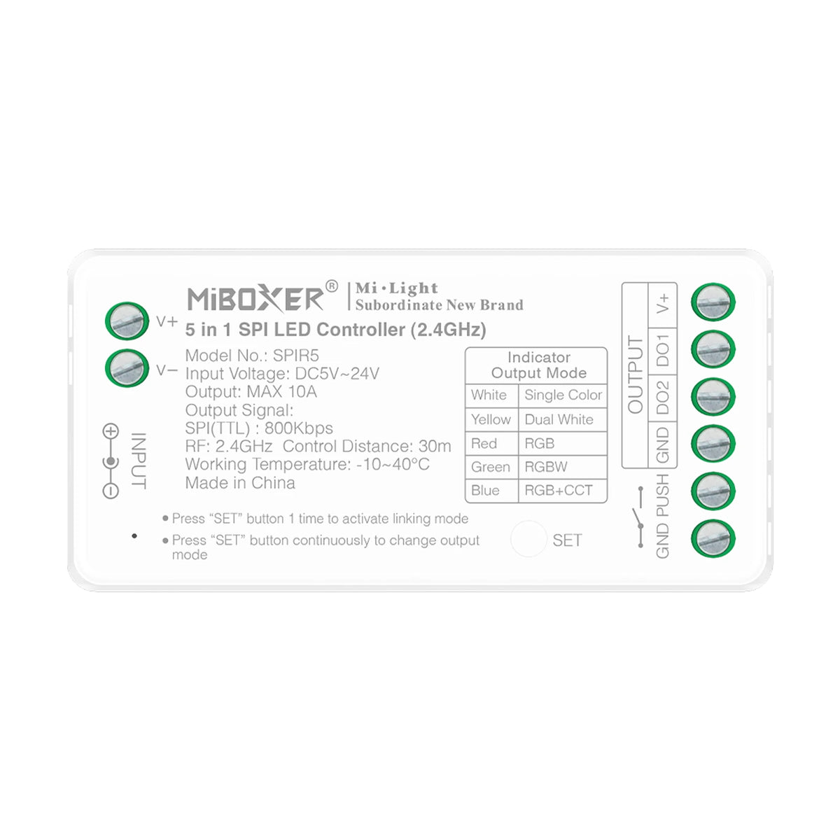 SPIR5 5-in-1 SPI addressable LED controller, top view