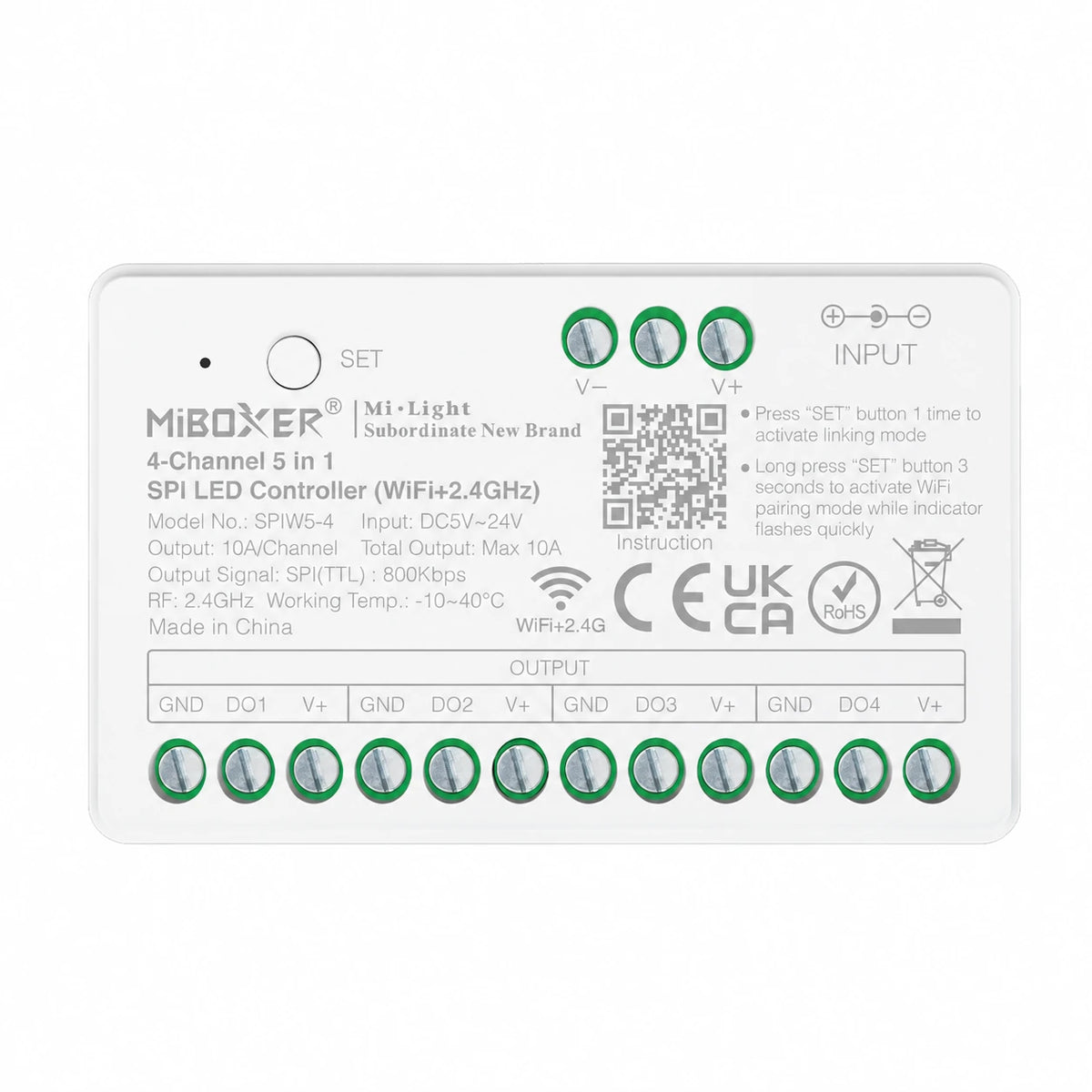 SPIW5-4 four-channel 5-in-1 SPI LED controller, top view