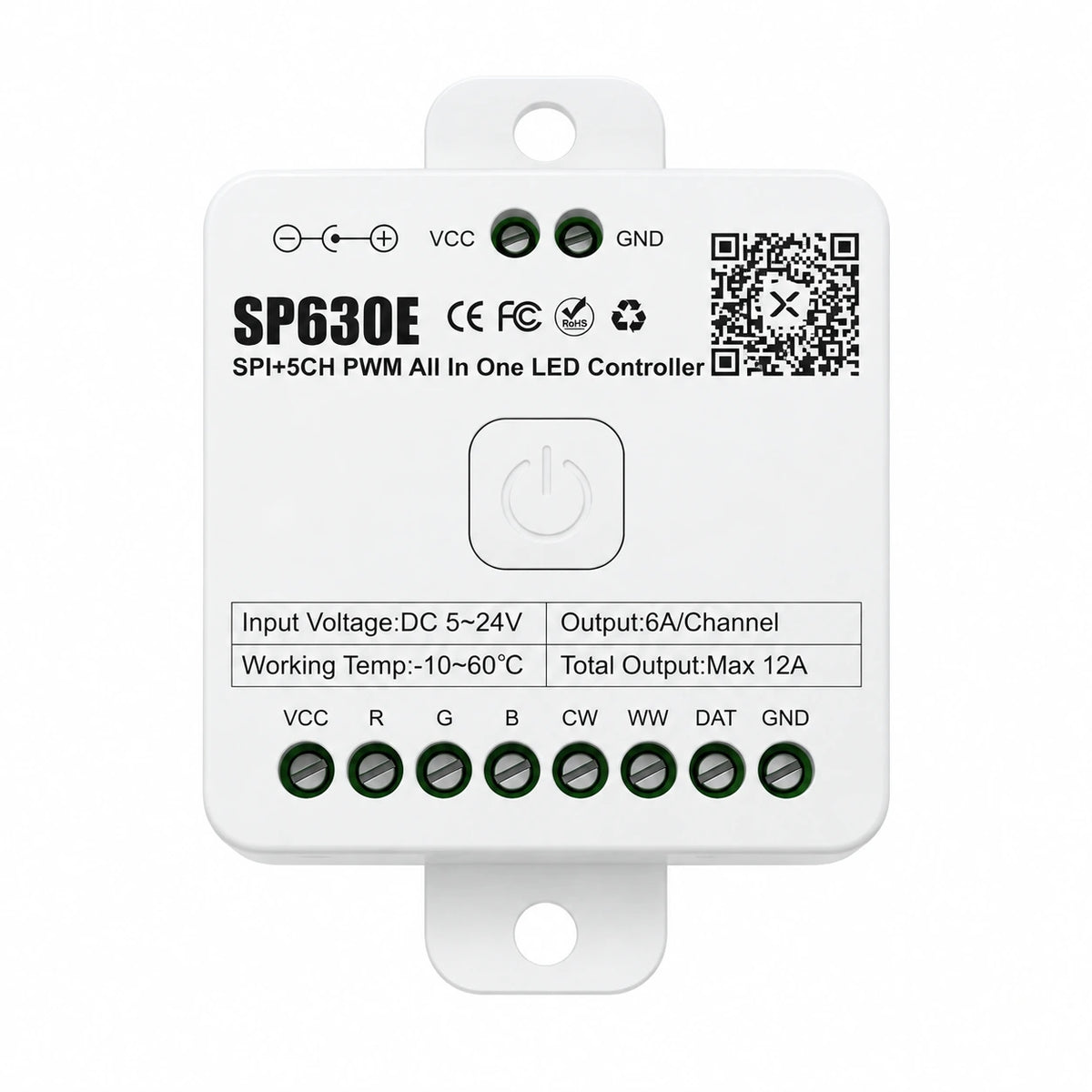 All-in-One LED Strip Controller, 12 LED Types PWM + SPI, 5-24V Bluetooth – SP630E