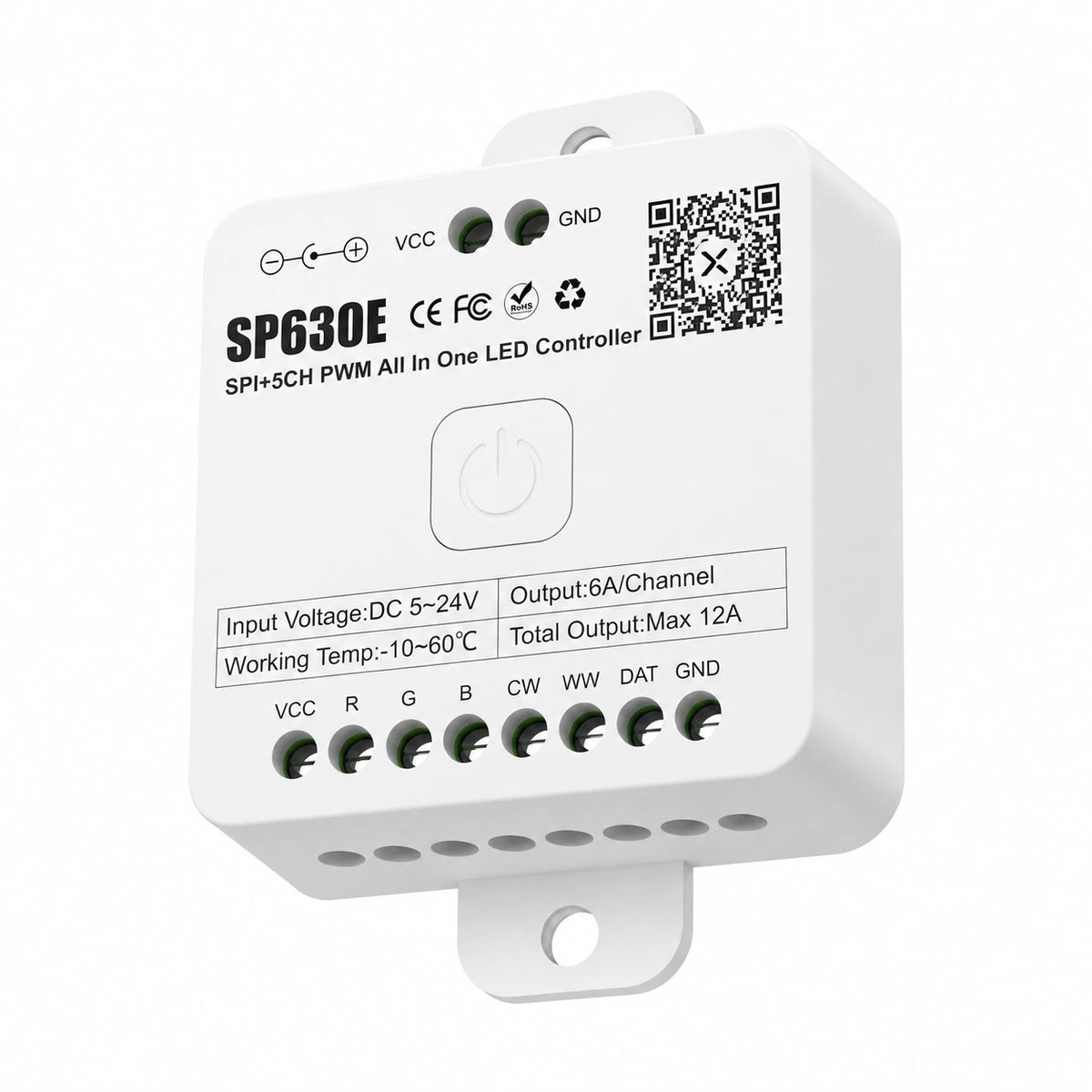 All-in-One LED Strip Controller, 12 LED Types PWM + SPI, 5-24V Bluetooth – SP630E