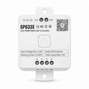 RGB LED Strip Controller, 5-24V 3CH PWM, Bluetooth App & 2.4G Remote – SP633E