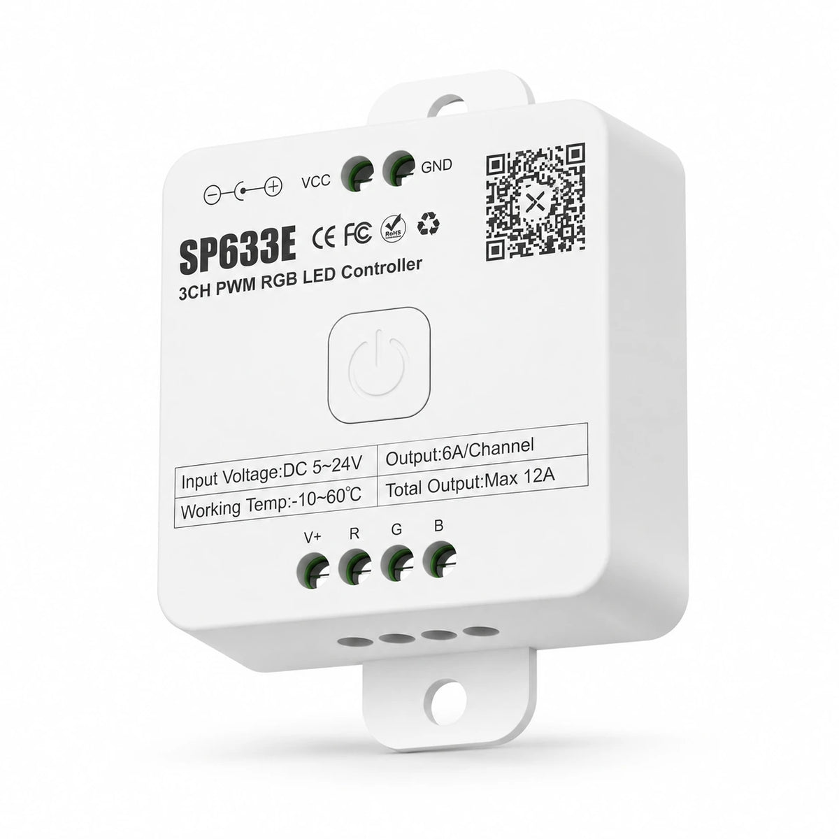 RGB LED Strip Controller, 5-24V 3CH PWM, Bluetooth App & 2.4G Remote – SP633E