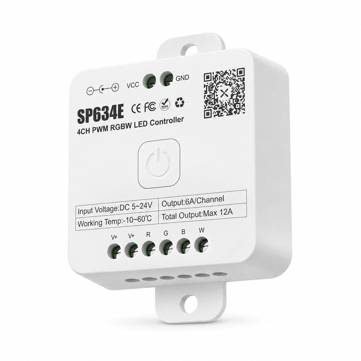 RGBW LED Strip Controller, 5-24V 4CH PWM, Bluetooth App & 2.4G Remote – SP634E