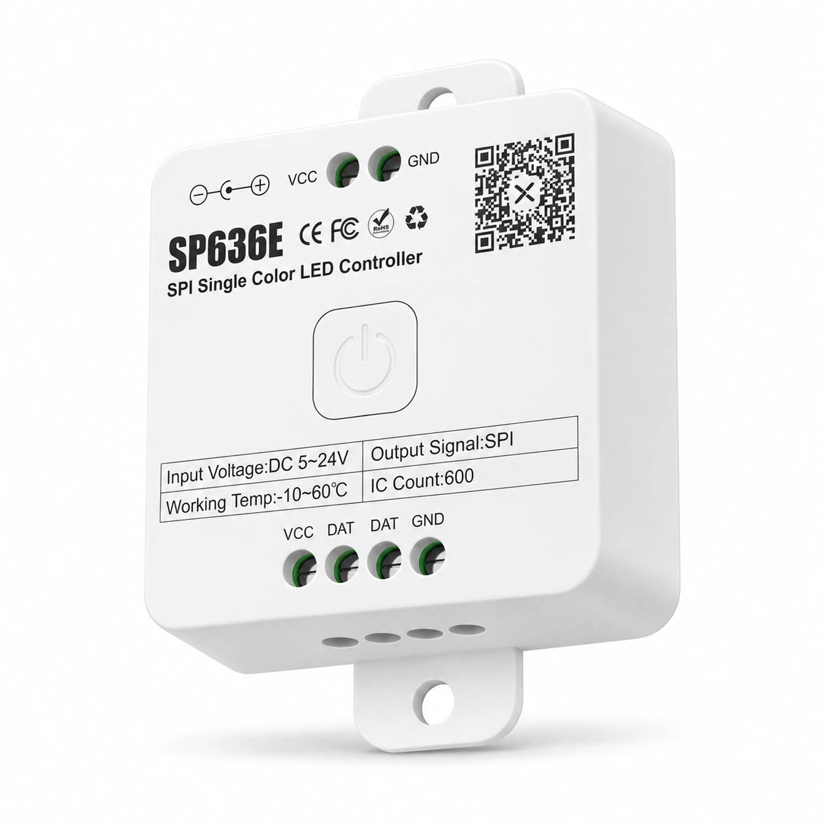 Addressable Single Color LED Strip Controller, SPI 5-24V, Bluetooth App – SP636E
