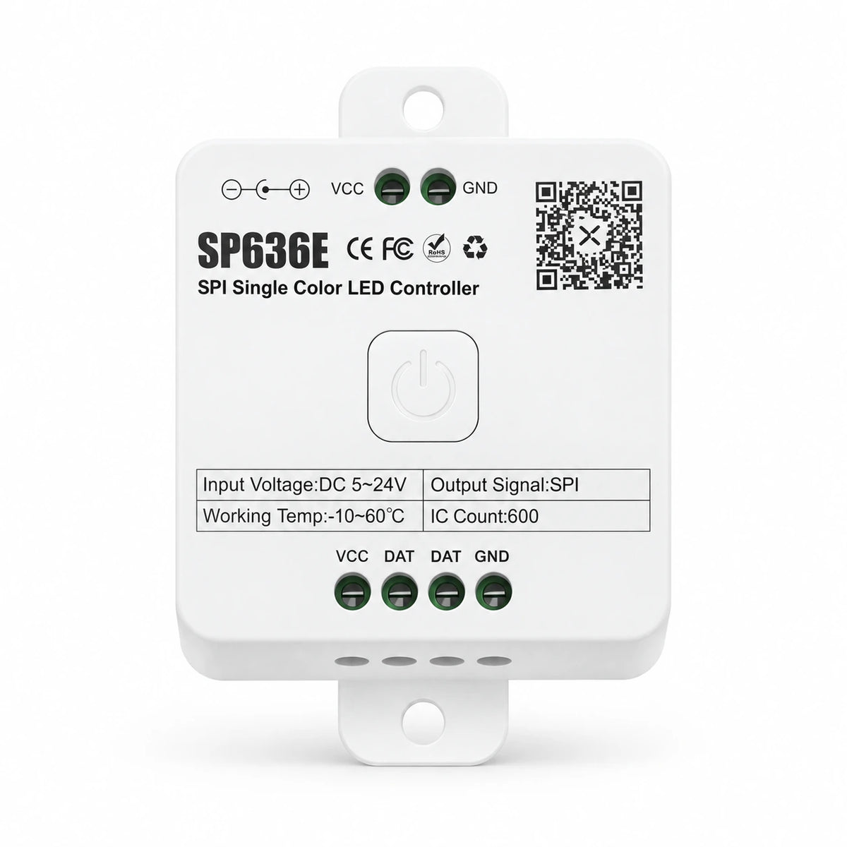 Addressable Single Color LED Strip Controller, SPI 5-24V, Bluetooth App – SP636E