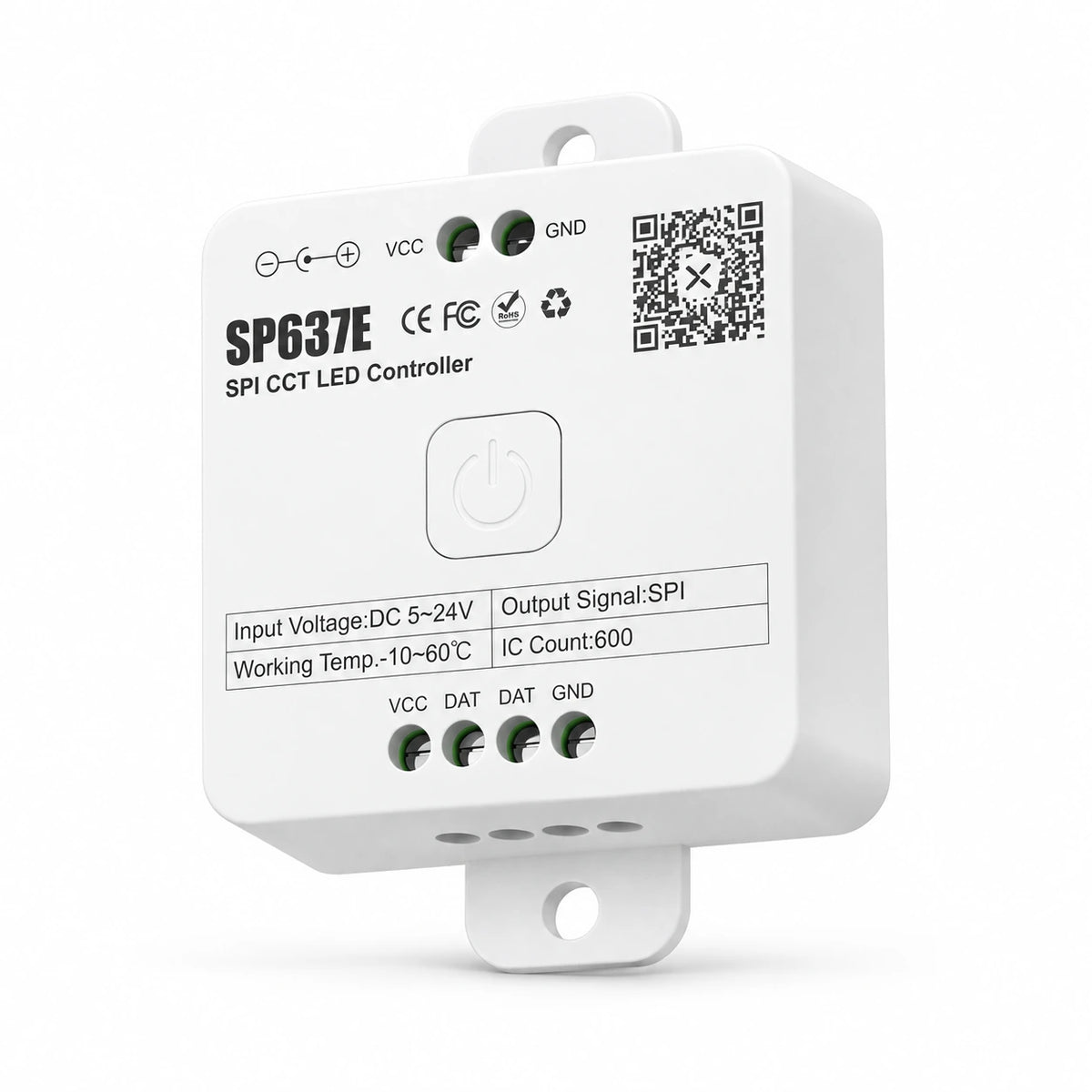 Addressable CCT LED Strip Controller, SPI 5-24V, Bluetooth App & Remote – SP637E