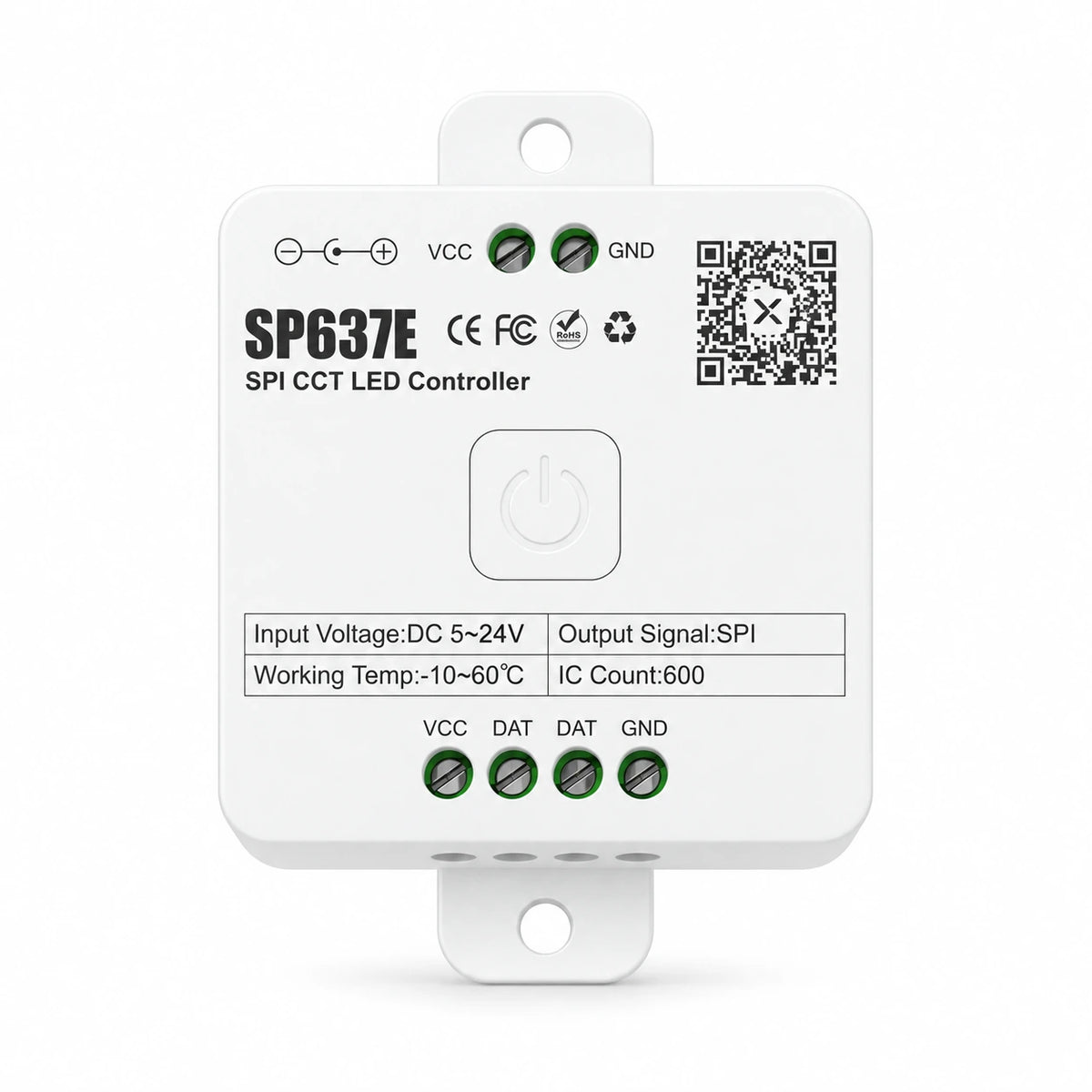 Addressable CCT LED Strip Controller, SPI 5-24V, Bluetooth App & Remote – SP637E