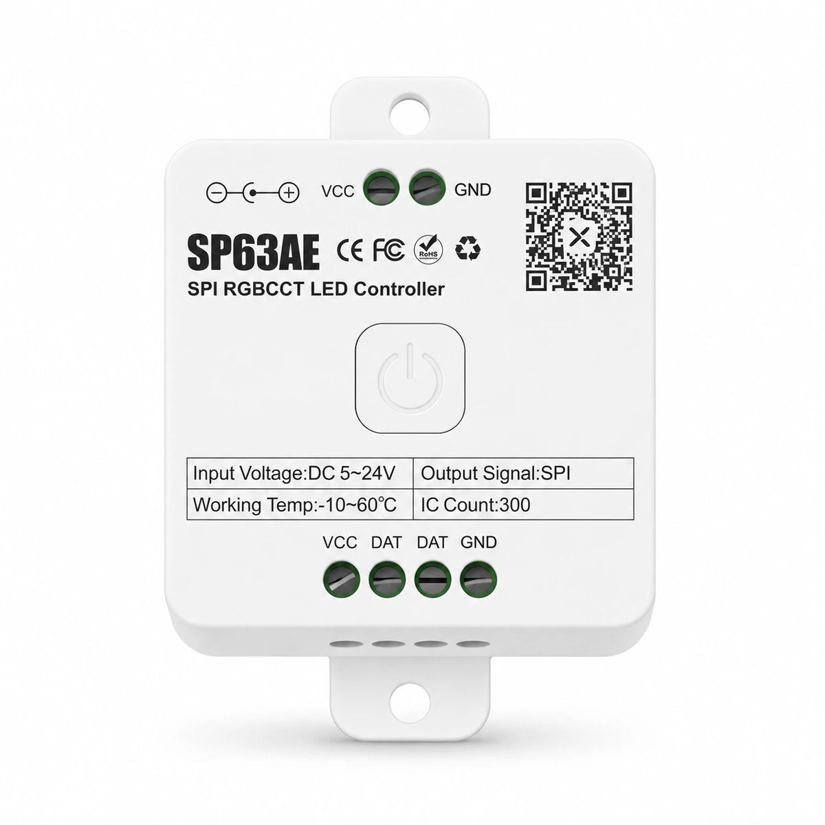 Addressable RGBCCT LED Strip Controller for WS2805, 5-24V SPI – SP63AE